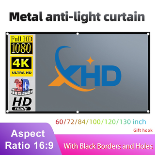 Simple Folding Metal Anti-Light Curtain 60 to 130 Inch 16:9 HD Portable Projection Curtain