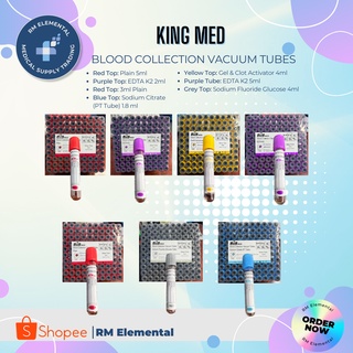 Blood Collection Vacuum Tubes KING MED/BRUNER/Surgitech sold as per PIECE.