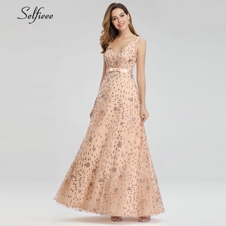 rose gold gown with sleeves