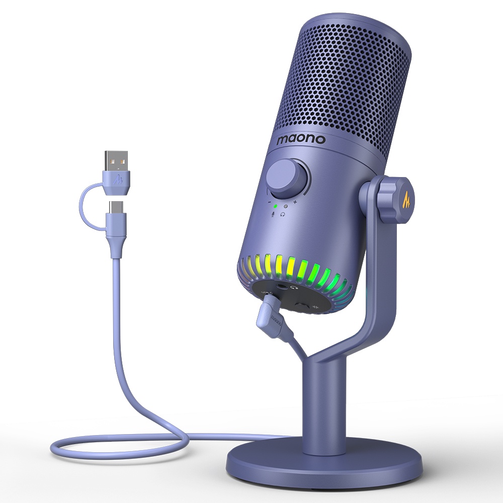Maono DM30 Gaming Microphone USB Mic RGB Gaming Mic Computer Mic Purple