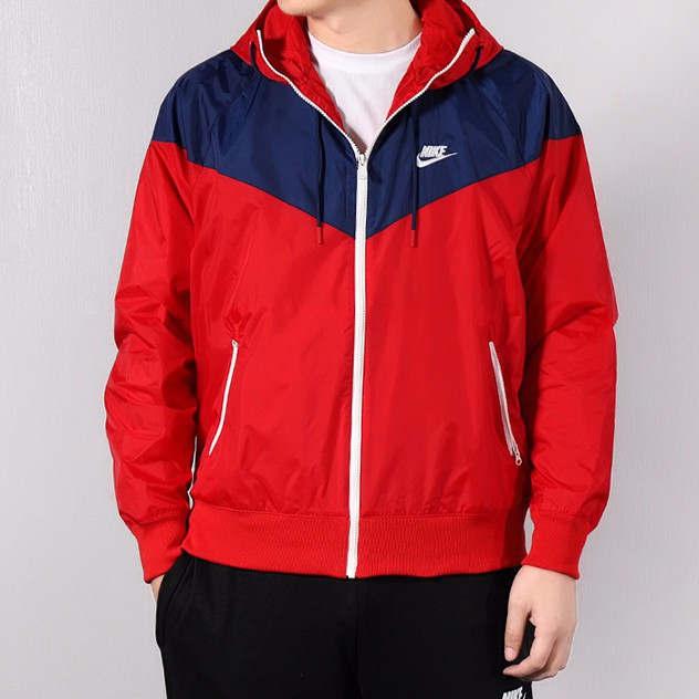 red and blue windbreaker nike