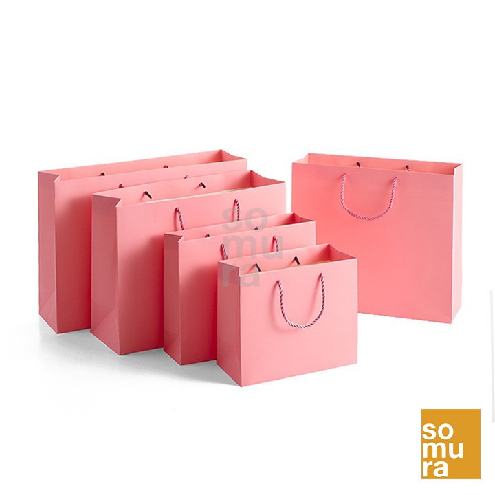 Download White Pink Matte Laminated Rope Handle Paper Bag Cl000040 2 Shopee Philippines