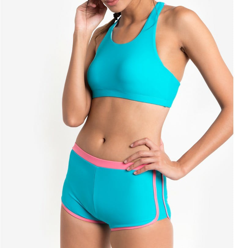 Sporty Two piece Strappy Back Style Swimwear Outfit | Shopee Philippines