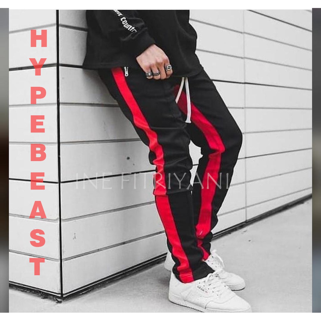 Jogger PANTS HYPEBEAST SWEATPANTS TRACKPANTS HYPE STREETWEAR BLACK