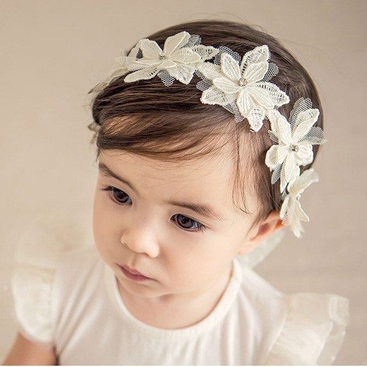 white flower headband baby