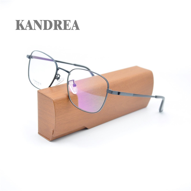 KANDREA Ultralight Titanium Glasses Frame Men Square Clear Lens