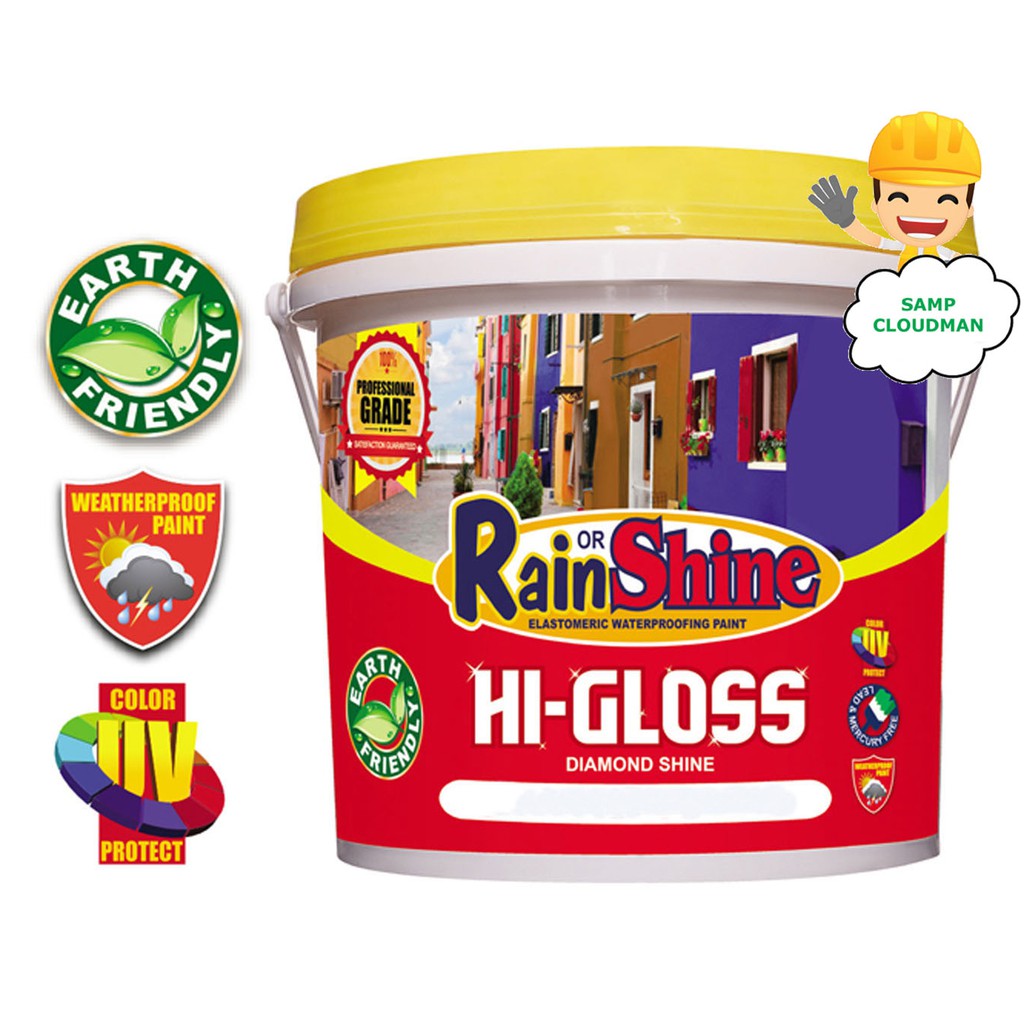 Rain Or Shine Hi-Gloss Elastomeric Waterproofing Paint Gallon 4 Liter ...