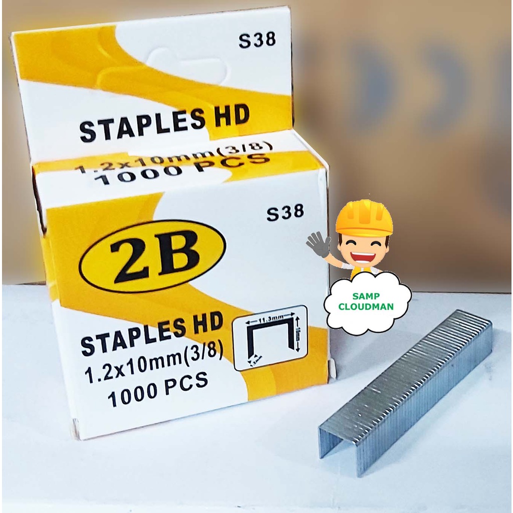2B Staples HD Gun Tacker Staple Wires 1.2mm x 10mm ( 3/8 ) x 1000