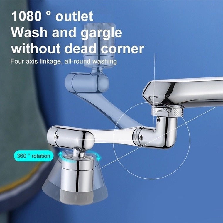 Universal Faucet Extender 1080 Degree Rotatable Extension Lifting Mechanical Arm Splash Filter