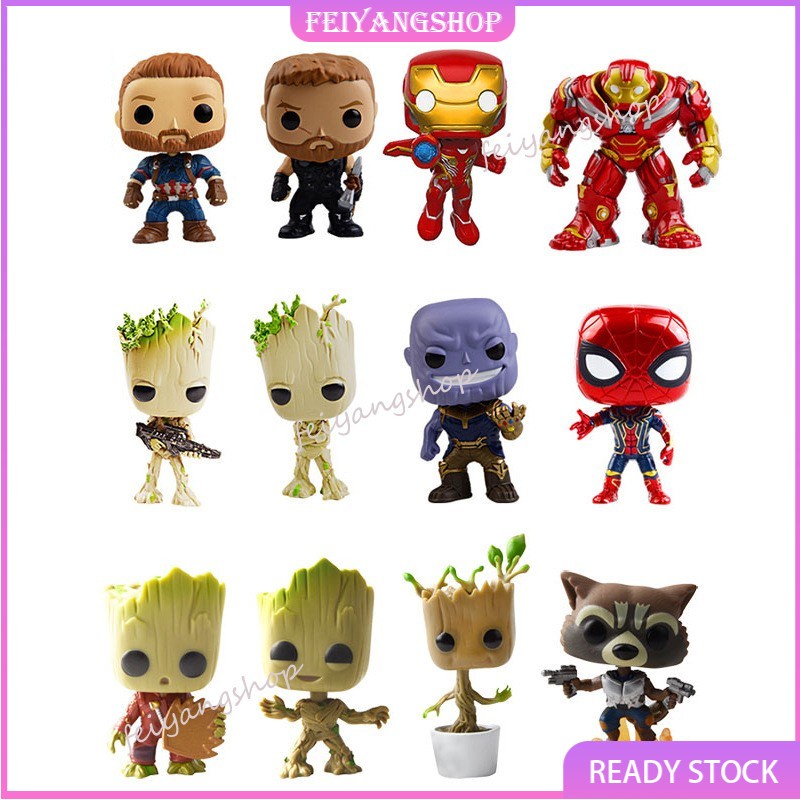 Funko POP Avengers Iron Man Thor Groot Spiderman Thanos Captain America ...