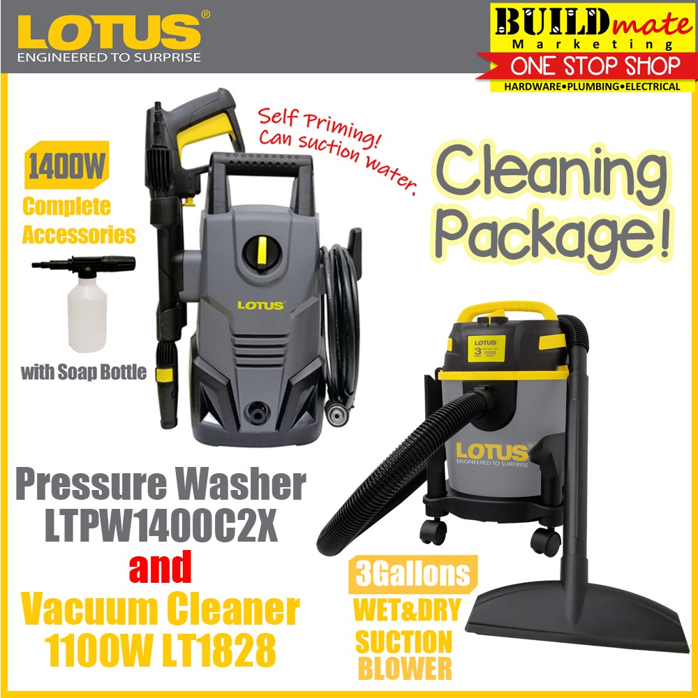 LOTUS PACKAGE Pressure Washer 1400W & Vacuum Cleaner 3Gallon Shopee