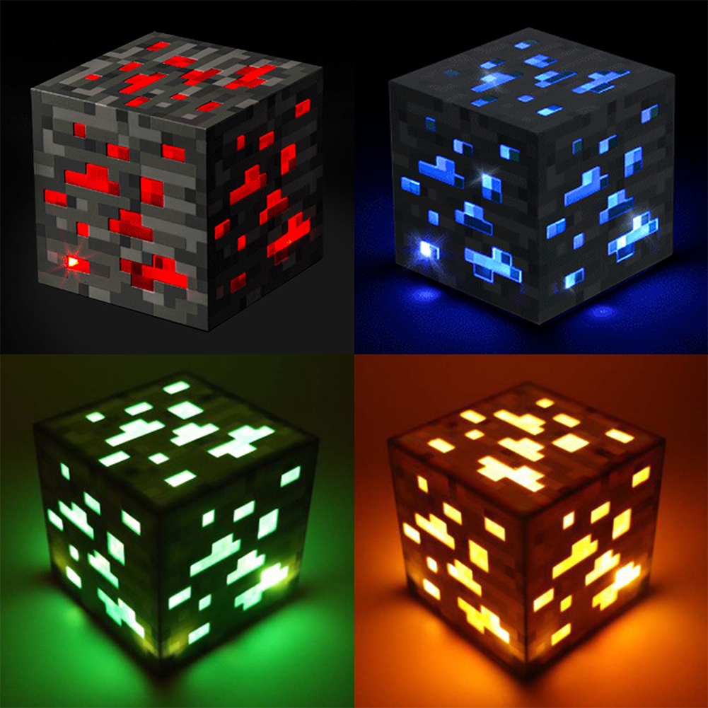 Light Up Diamond Toy Square Led Redstone Ore Minecraft Night Shopee Philippines