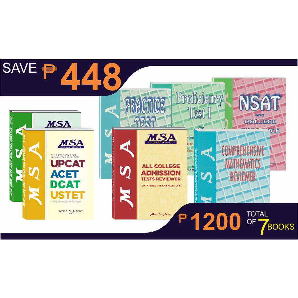 MSA UPCAT, ACET, DCAT, USTET, College Entrance Test Reviewer Set ...