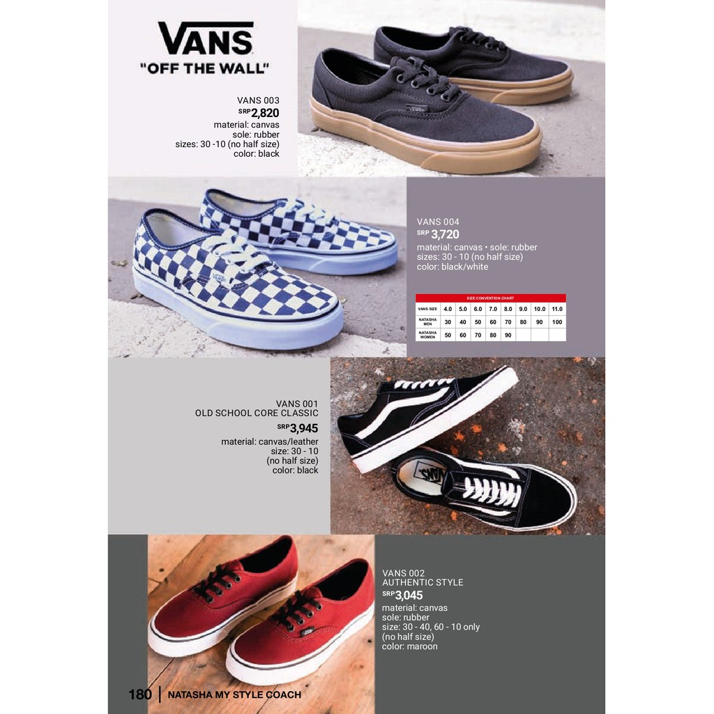 vans shoes half sizes
