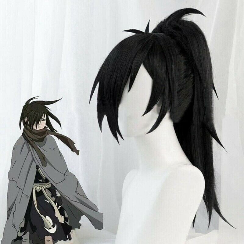 1pc Anime Dororo Hyakkimaru Cosplay Wig Black Ponytail Clip