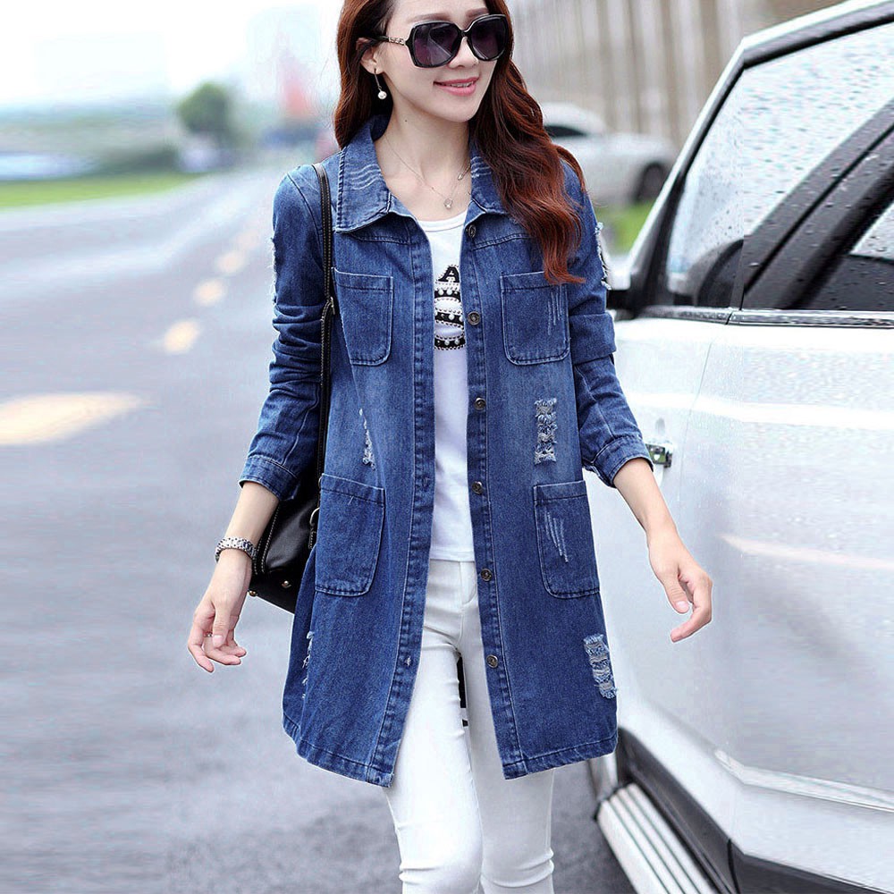 long denim jacket with hood