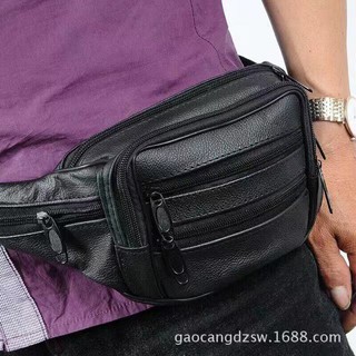 [COD&READY] Waist Belt Bag Sports Run Body And Shoulder Bags Genuine leather top layer leather #9