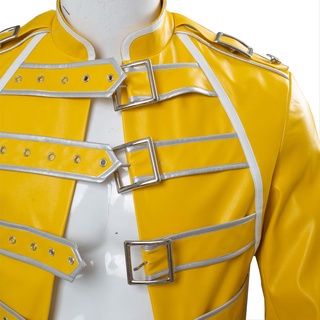 In Stock Queen Lead Vocals Freddie Mercury Cosplay Costume Men Yellow Jacket/Full set Pant Costume #6