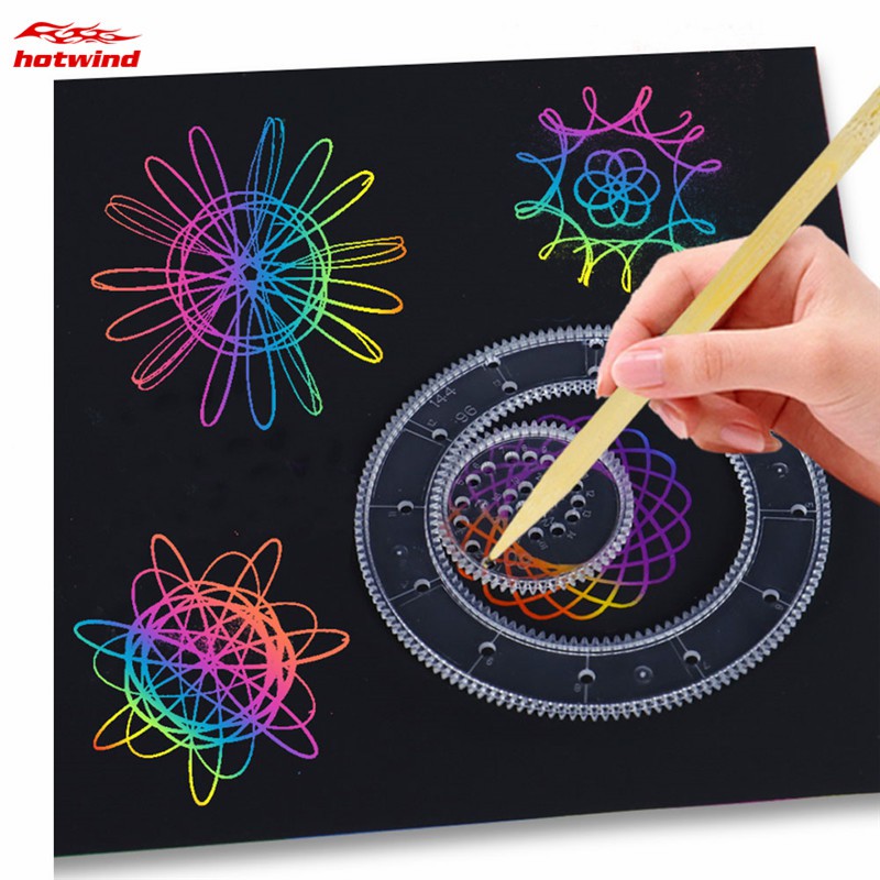 HW 22pcs Spirograph Deluxe Tin Set Draw Spiral Designs Interlocking