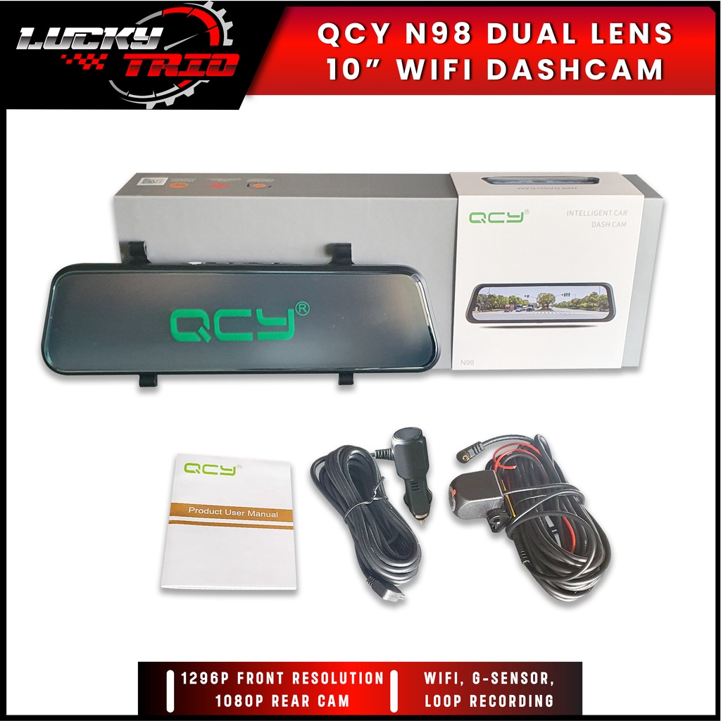 QCY DASHCAM N98 with Wifi 10 Inches Full Screen Car Camera IPS Touch