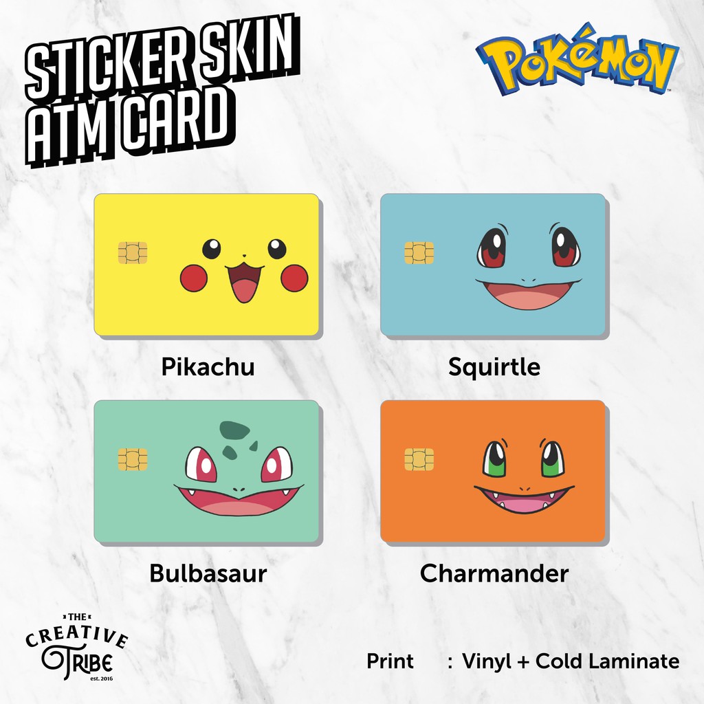 Multi Variant Vinyl Cold Laminate Sticker Skin Card Pokemon Design Size