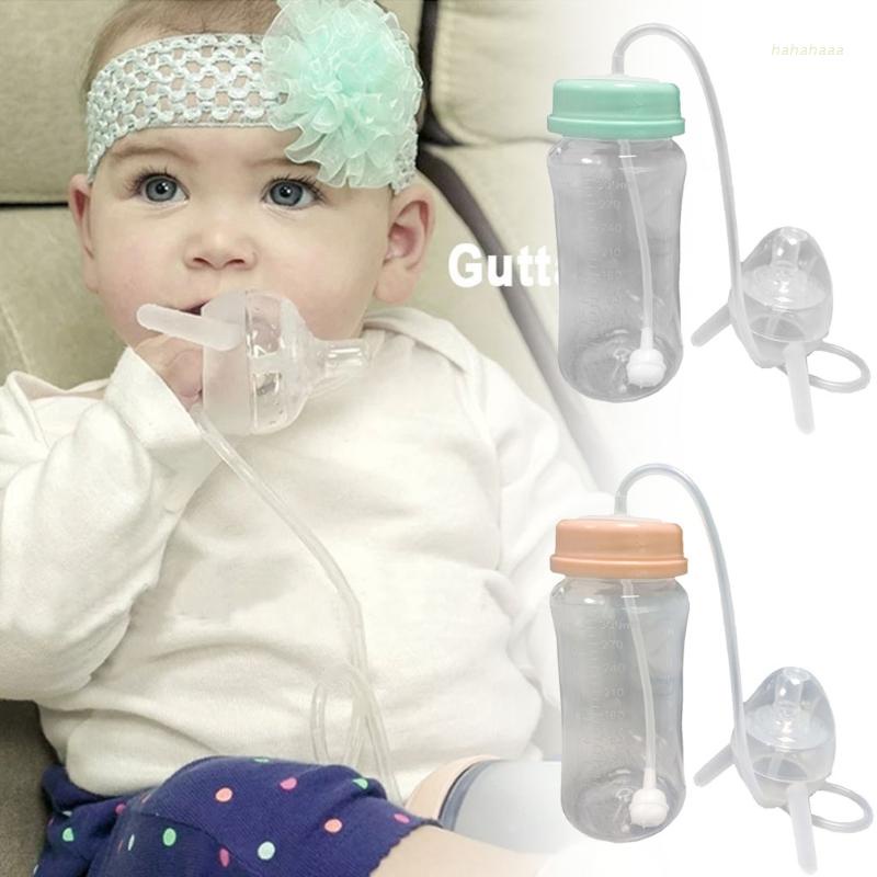 haha 300 ml Self-Feeding Baby Bottle with Long Straw Tube Handless ...