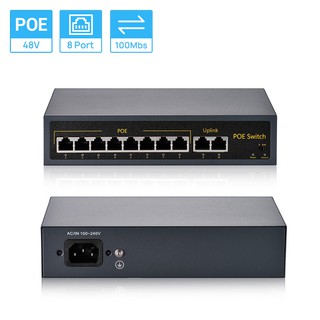 Hamrol Poe Switch 48v with 8 100mbps Ports AF Ethernet Switch Suitable for Camera Security System Power Over Ethernet Max 250m