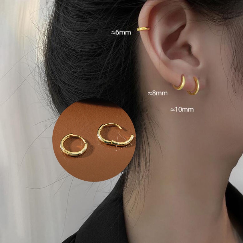 oneday s925 silver Simple Fashion Small Circle Piercing Earrings Hoop