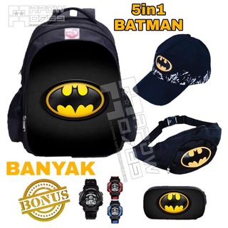 Package Backpack 5in1 print Backpack Batman free Jade Hat And Sling Bag