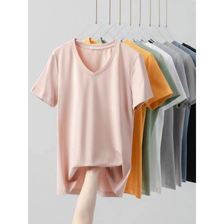 Unisex V-Neck Plain Cotton T-Shirt (Size:M--XL)