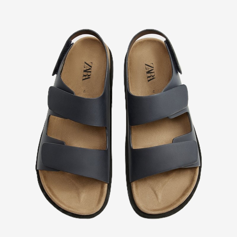 Men's sandals□ZARA new men s shoes navy Blue Velcro strap sandals beach  12714720010 | Shopee Philippines