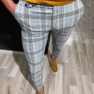 mens plaid pants slim fit