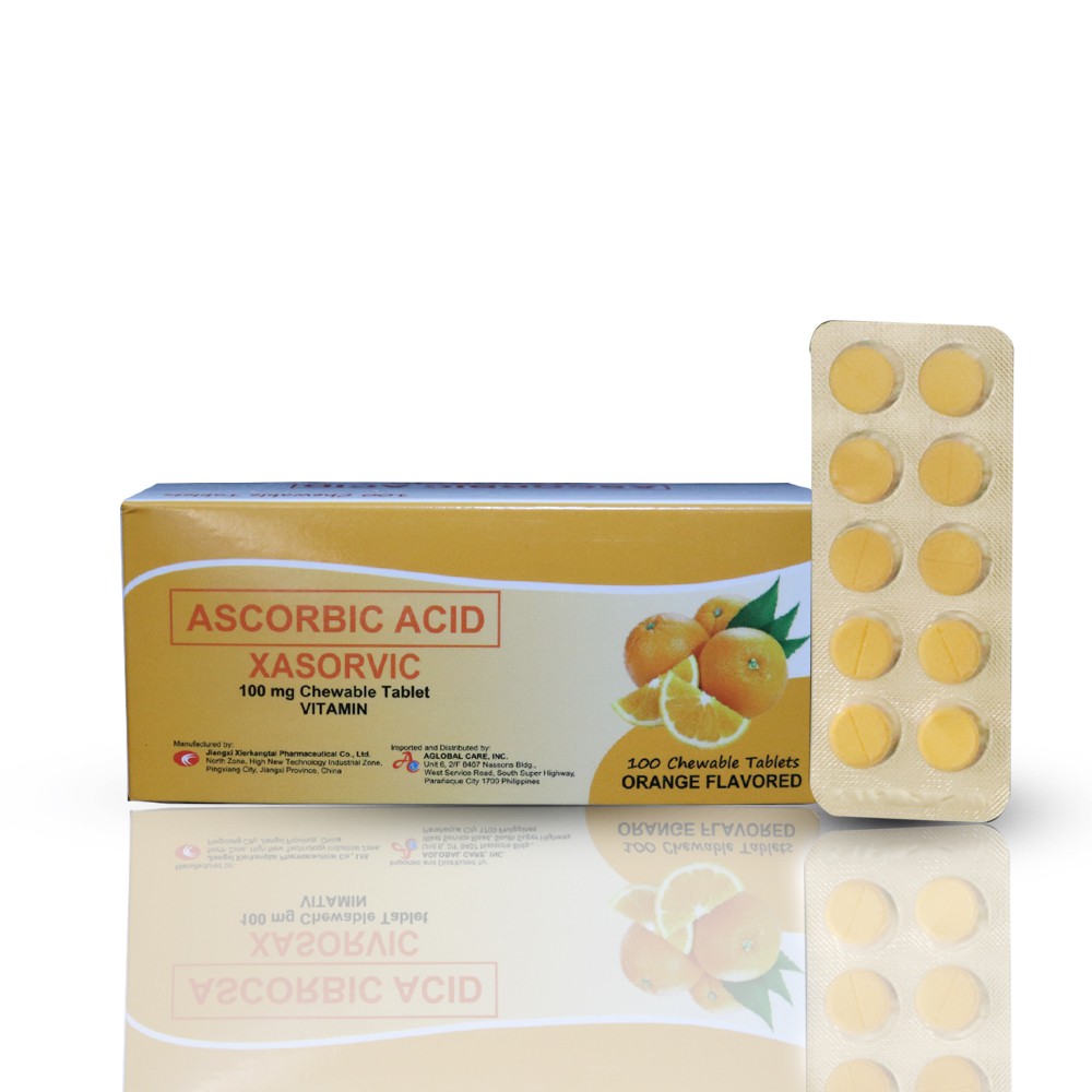 XASORVIC Ascorbic Acid Chewable Tablets for Kids 100mg 100 Tablets Vitamin C Pampataba