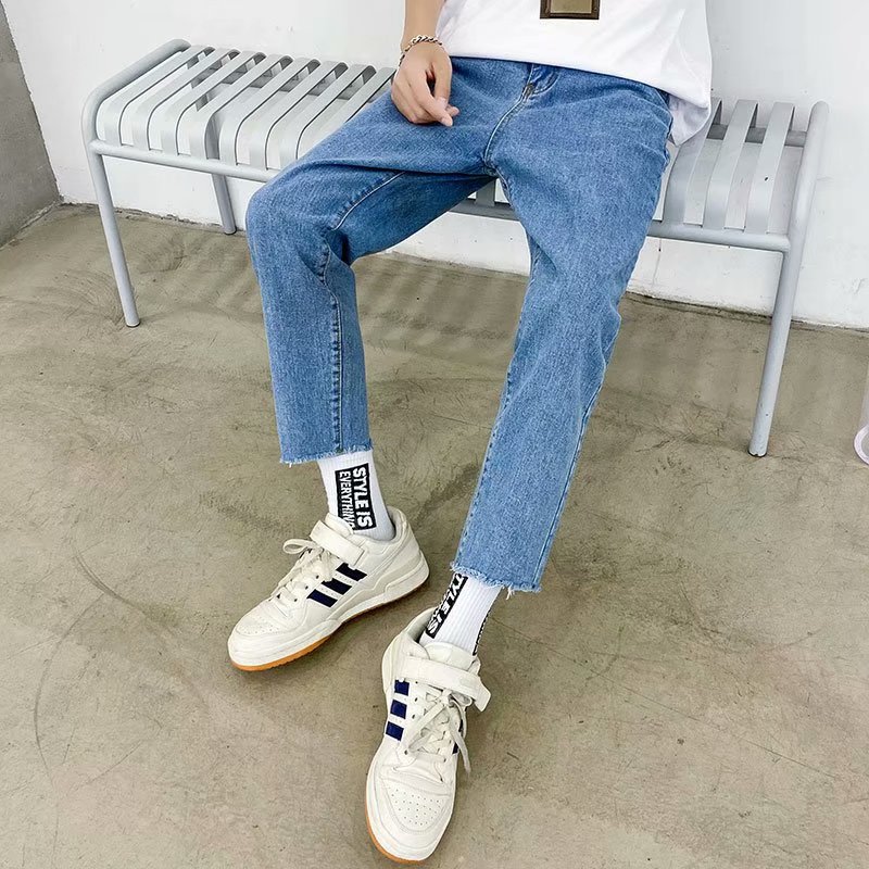 Summer All Match Korean Fashion Casual Slim Fit Denim Blue Jeans For Men Shopee Philippines