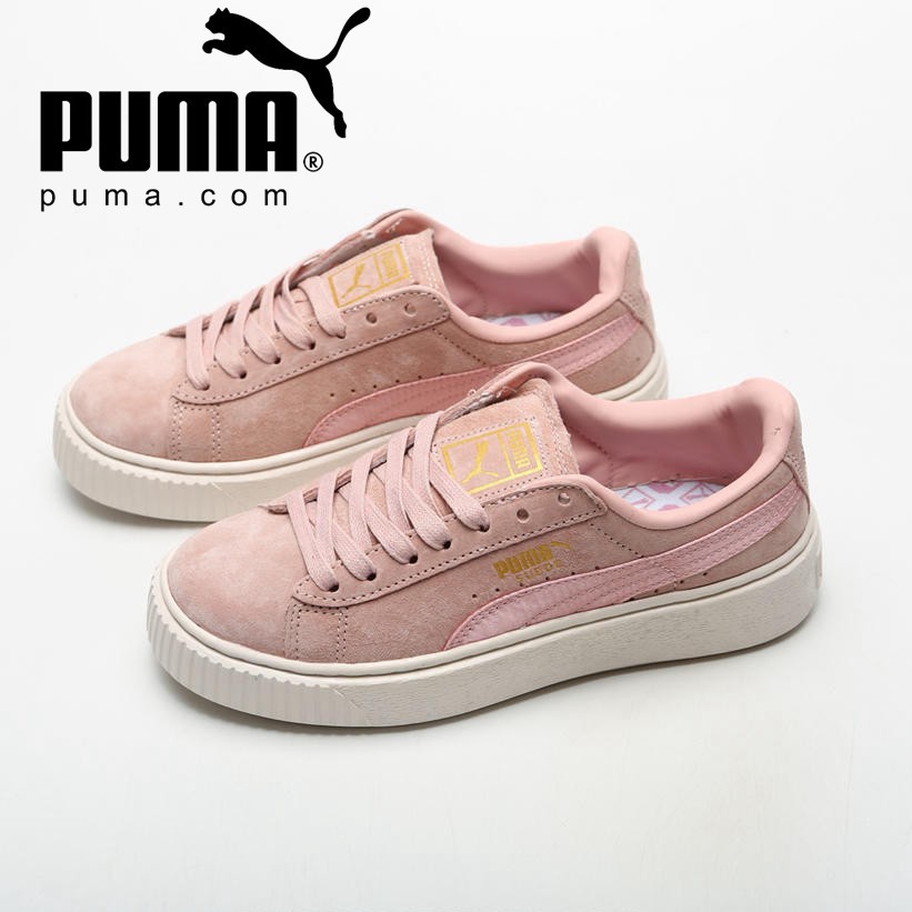 pink and gold puma shoes