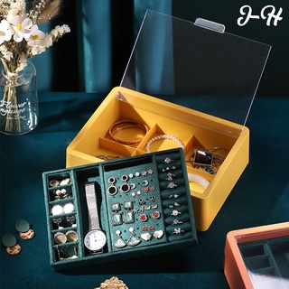 J-H Jewelry Storage Box Jewelry Box Double-Layer Large-Capacity Transparent Jewelry Box