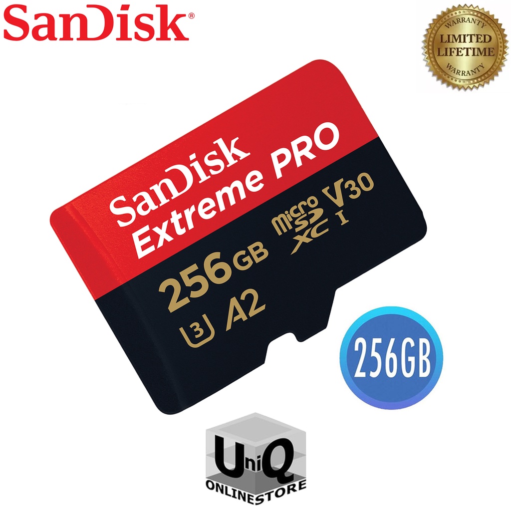 SanDisk Extreme PRO Series 256GB Micro SD Card with Adapter, A2 UHSI