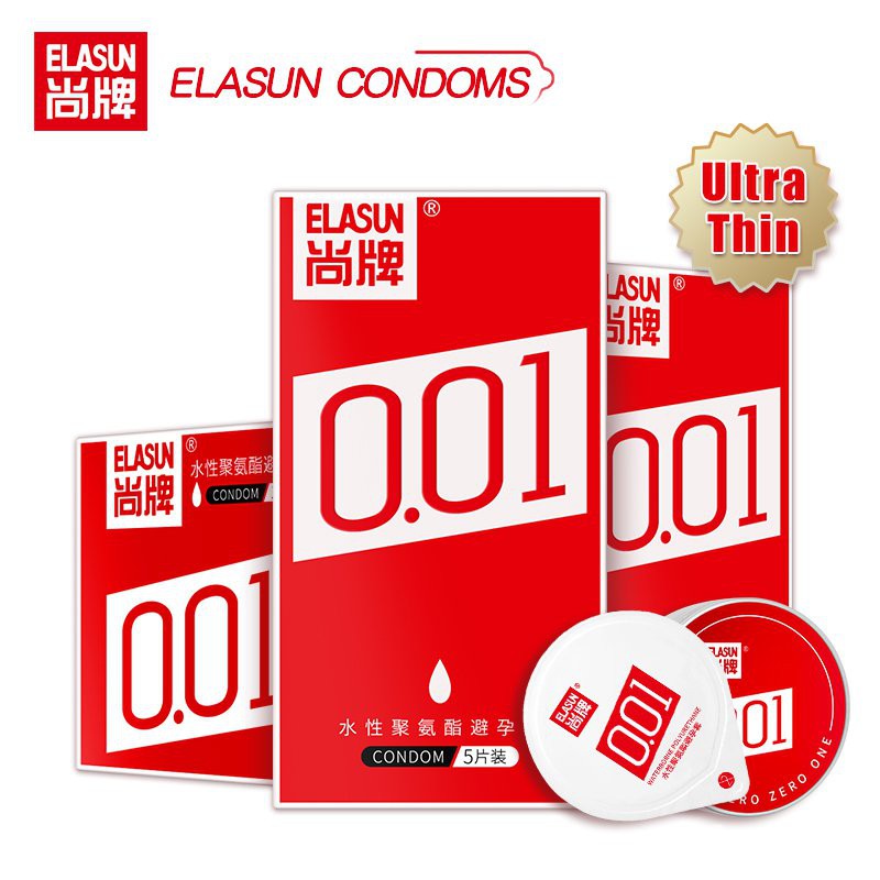 Elasun 001mm Invisible Ultra Thin Lubricated Condom Sex Product Polyurethane Non Latex Ice Fire 4333