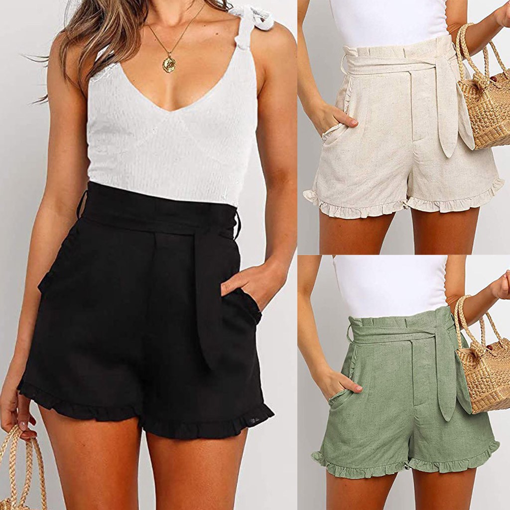 high waisted ruffle shorts
