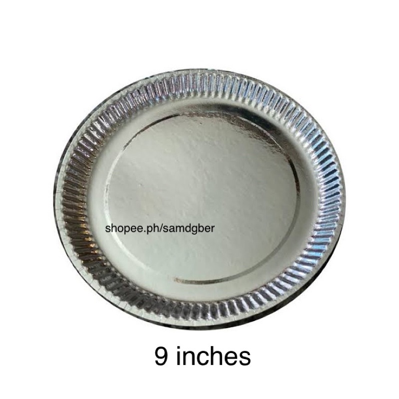 Silver Paper Plate 9 Inches Makapal Gilas (20pcs) | Shopee Philippines