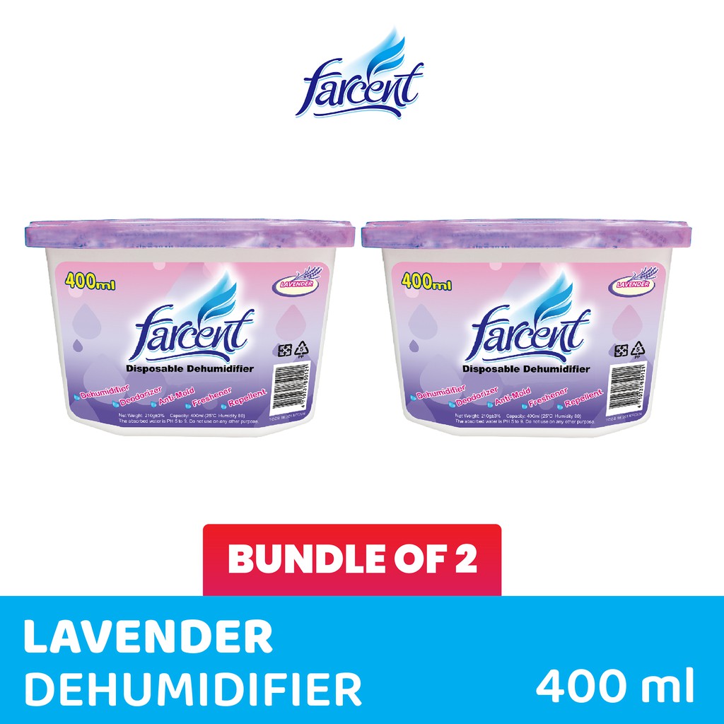 Farcent Disposable Dehumidifier Lavender (Set of 2 x 400ml for P119