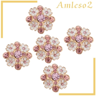 [AMLESO2] 5pcs Flower Crystal Sewing Shank Buttons for Garment Accessories DIY Decor #7