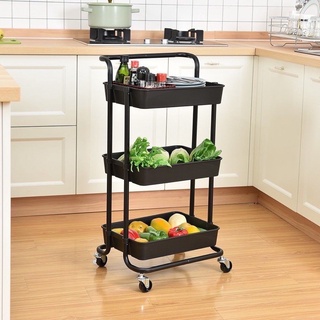 NEW 3-Tier Kitchen Utility Trolley Cart Shelf Storage Rack Baby Stuff Organizer with Wheels and Han #4