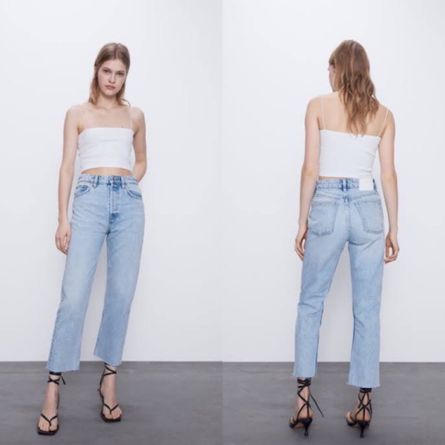 high rise straight jeans