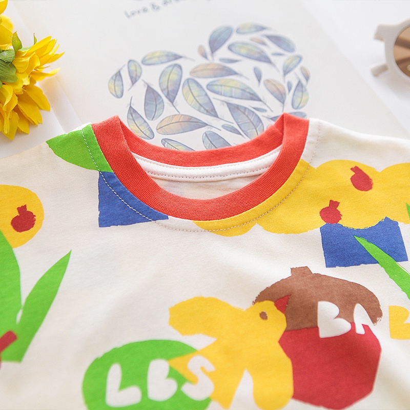 Fashion T Shirt Cartoon Pattern Puppy Little Bird Small Animals Soft and Skin-Friendly 100% Cotton Short Sleeve