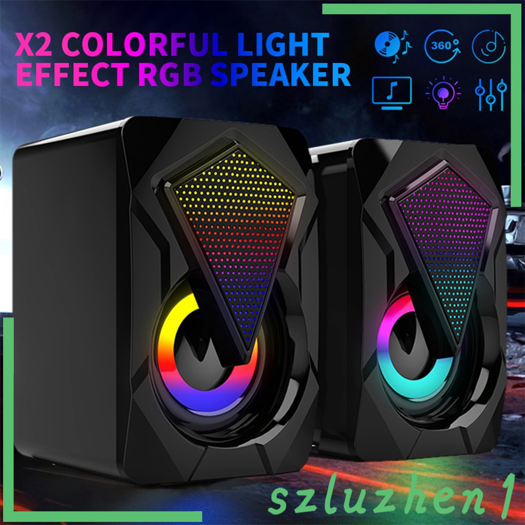 [Hitech] Computer Speakers 2* 3W Gaming PC Loud Speaker RGB with