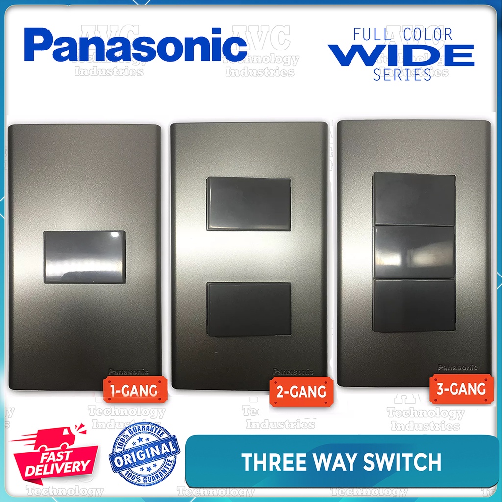 Panasonic WIDE Series Three Way Switch Metallic Gray WEG5002HK5 1, 2