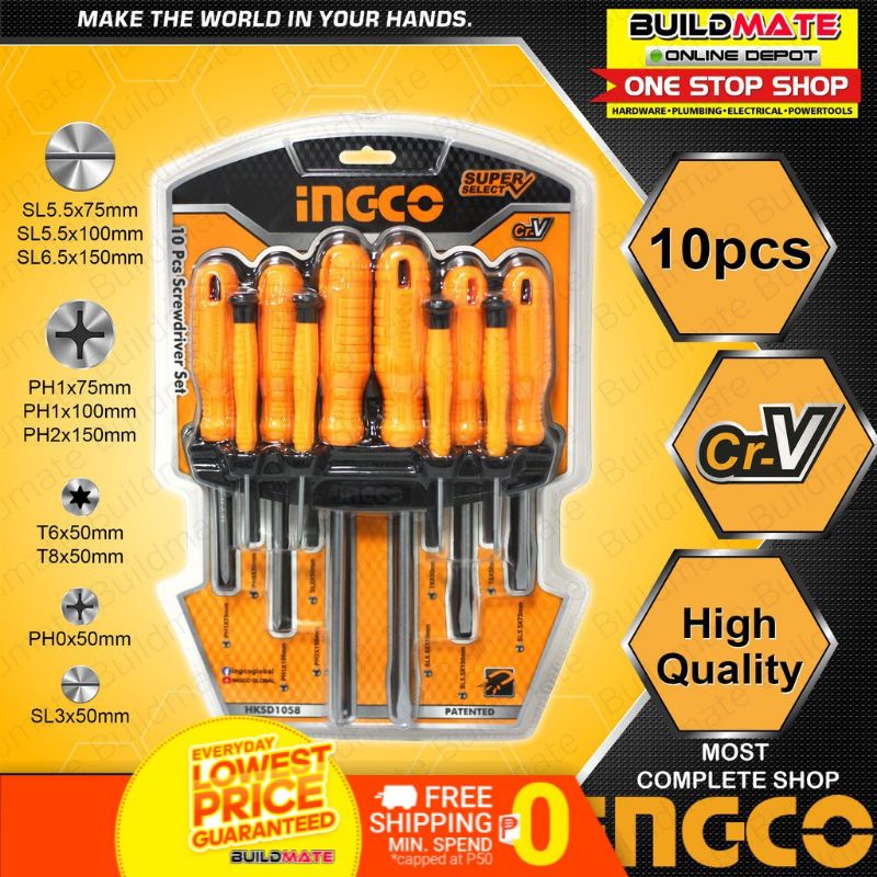 INGCO 10 PCS Screw driver and Precision Screwdriver Set HKSD1058