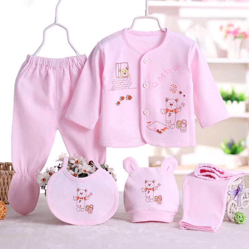 5pcs Set Newborn Baby Clothes Cotton Unisex Infant Cartoon Clothes for ...