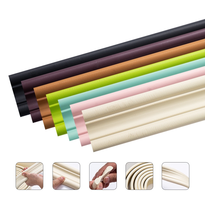 5m Self-adhesive Waistline Anti-collision Wall Frame Stickers/Foam Edge Bbanding Border Living Room Bedroom Decorative/Waterproof Background Wallpaper Top Corner Lines